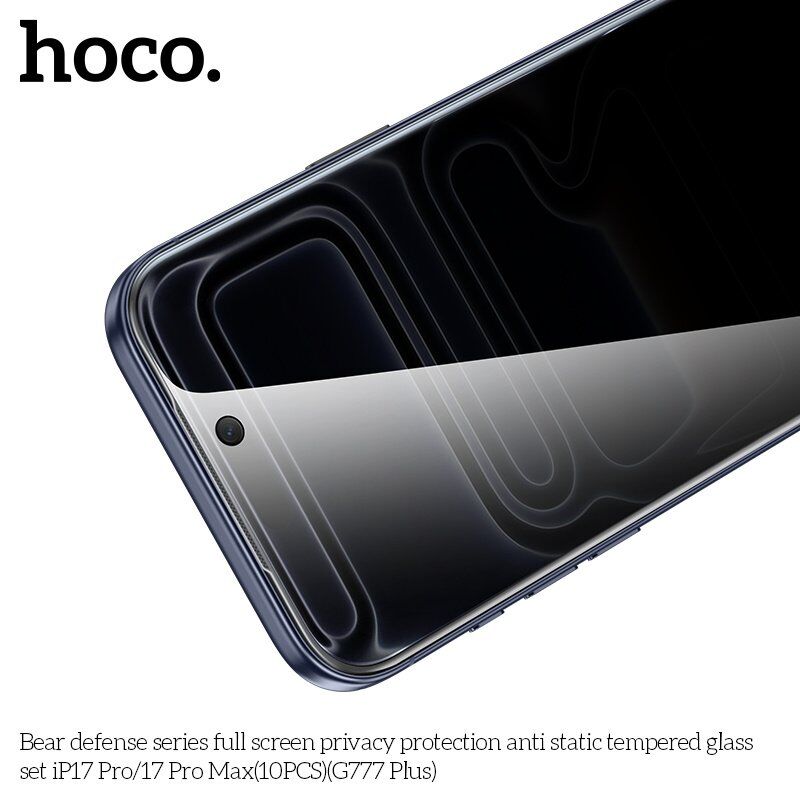 Скло антистатичне загартоване HOCO G777 Plus Bear Defense privacy protection для телефону APPLE iPhone 17 PRO MAX