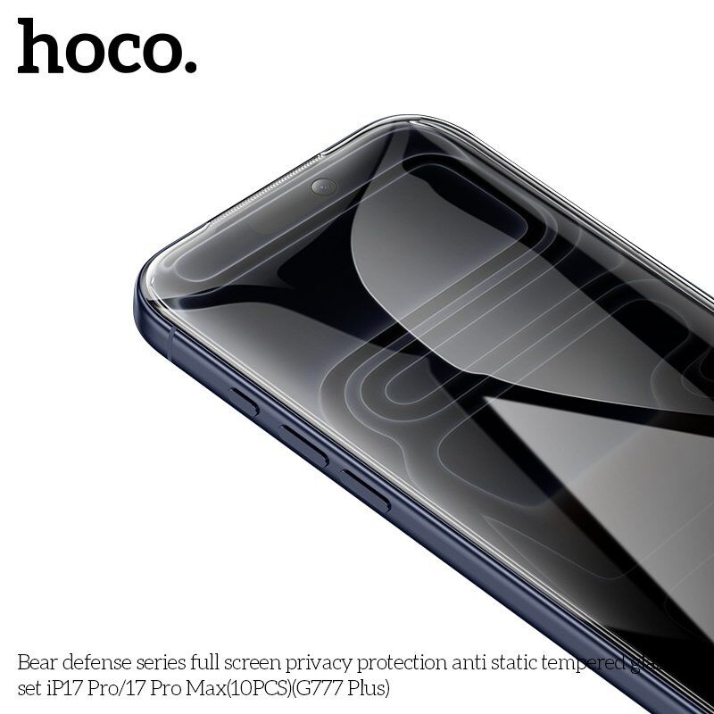 Скло антистатичне загартоване HOCO G777 Plus Bear Defense privacy protection для телефону APPLE iPhone 17 PRO MAX