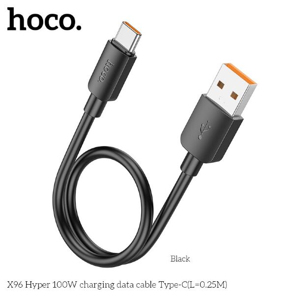 USB кабель HOCO X96 100W USB - Type-C 0,25M ЧОРНИЙ