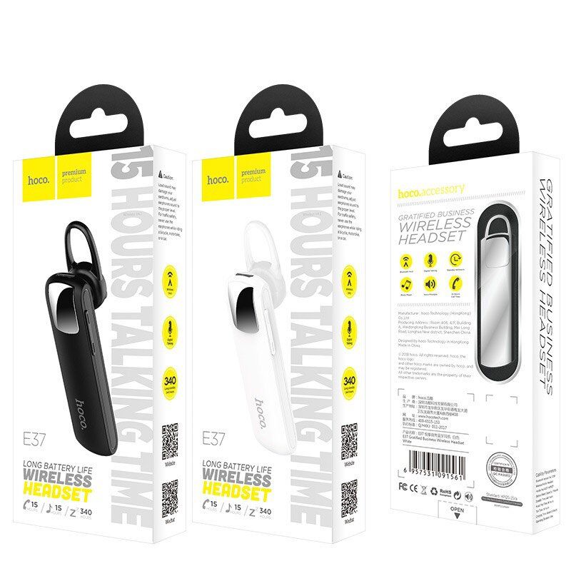 Бездротова Bluetooth-моно-гарнітура HOCO E37 Gratified (business headset), чорний