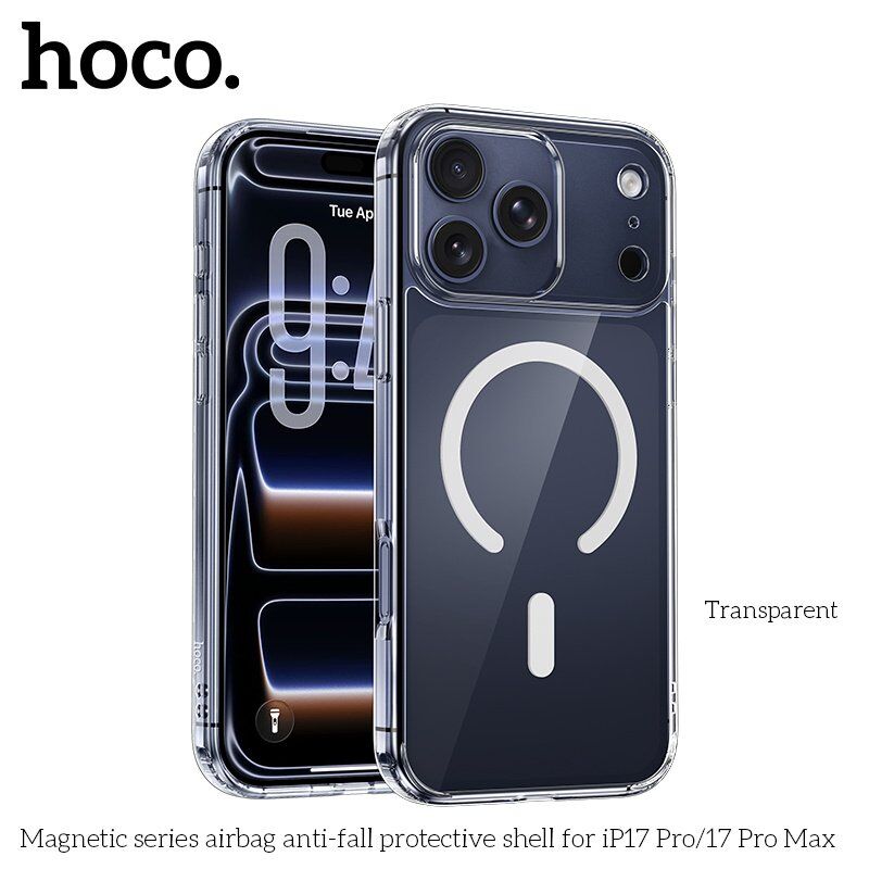 Силіконова накладка HOCO протиударна з MagSafe для APPLE iPhone 17 PRO, прозора