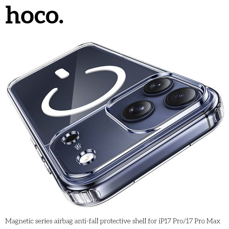 Силіконова накладка HOCO протиударна з MagSafe для APPLE iPhone 17 PRO, прозора