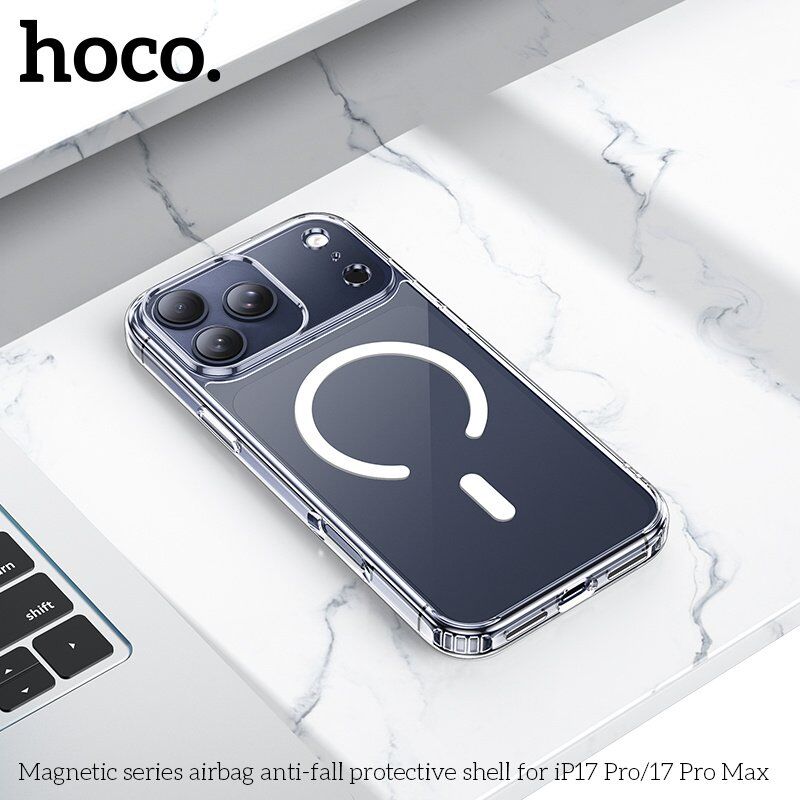 Силіконова накладка HOCO протиударна з MagSafe для APPLE iPhone 17 PRO, прозора