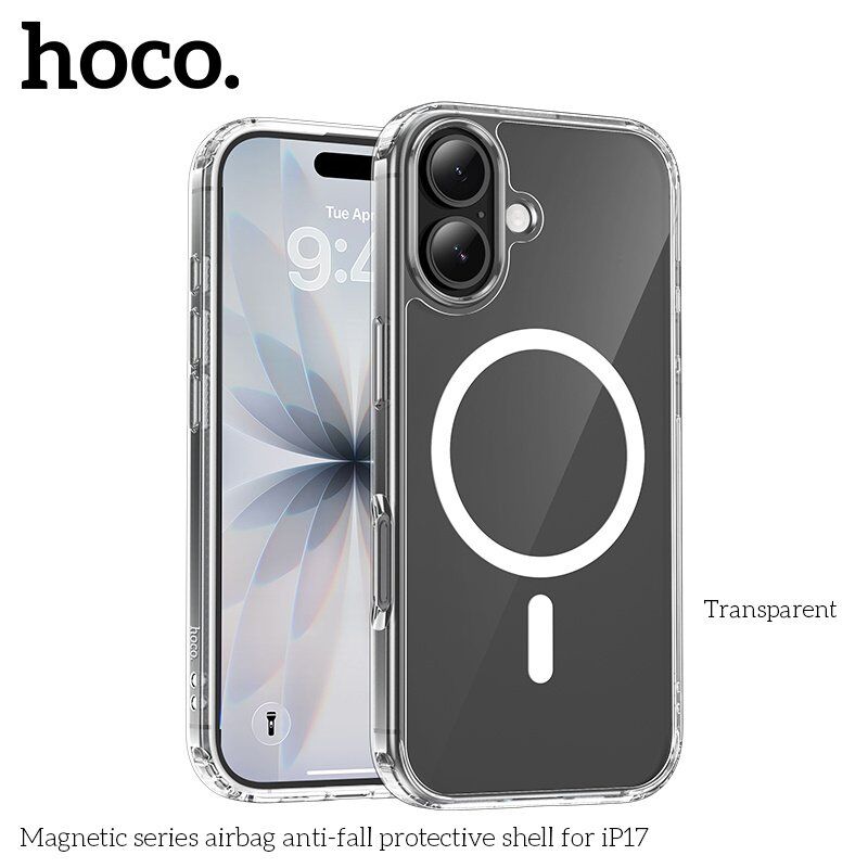 Силіконова накладка HOCO протиударна з MagSafe для APPLE iPhone 17, прозора
