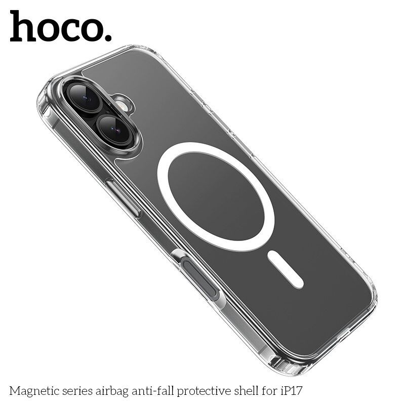 Силіконова накладка HOCO протиударна з MagSafe для APPLE iPhone 17, прозора