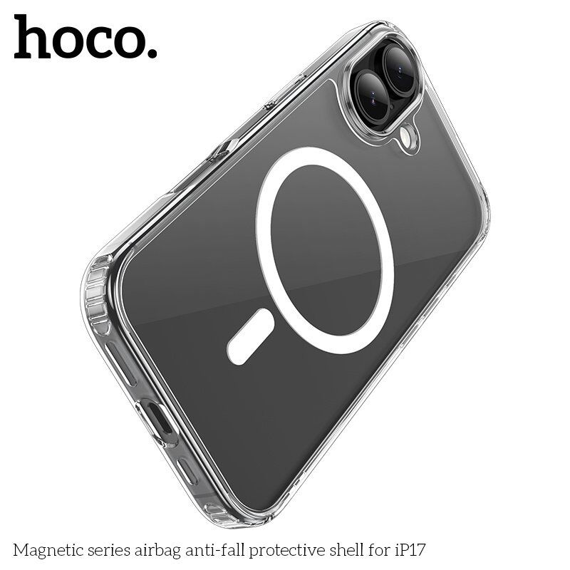 Силіконова накладка HOCO протиударна з MagSafe для APPLE iPhone 17, прозора