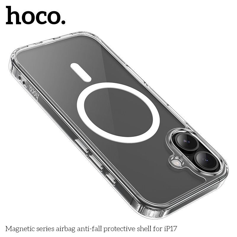 Силіконова накладка HOCO протиударна з MagSafe для APPLE iPhone 17, прозора