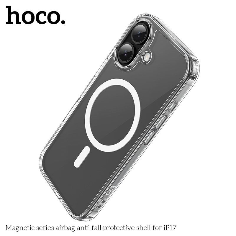 Силіконова накладка HOCO протиударна з MagSafe для APPLE iPhone 17, прозора