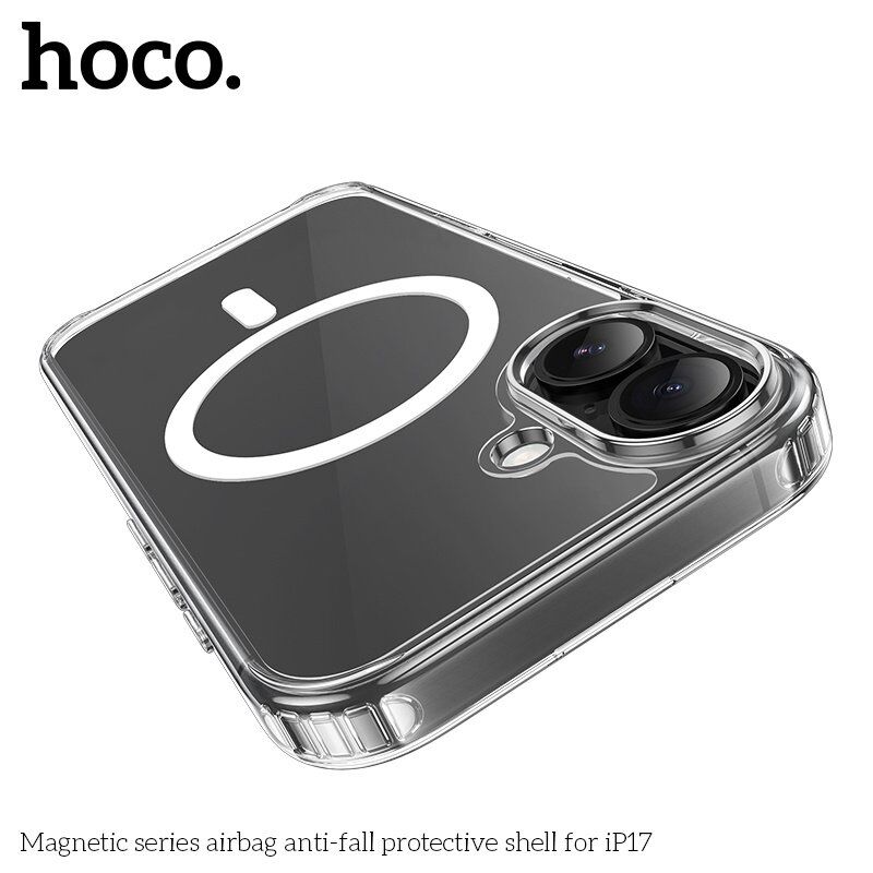 Силіконова накладка HOCO протиударна з MagSafe для APPLE iPhone 17, прозора