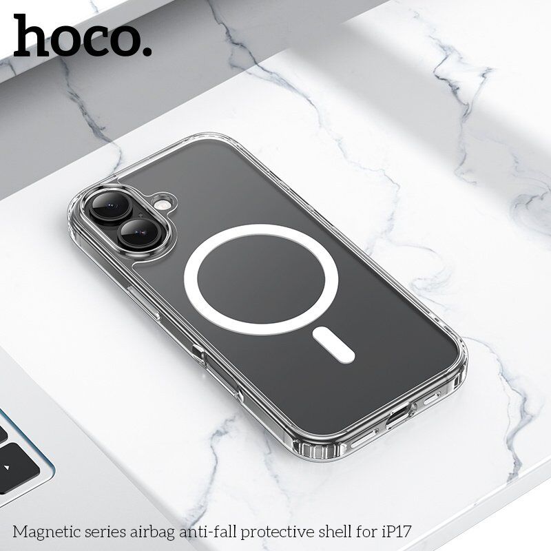 Силіконова накладка HOCO протиударна з MagSafe для APPLE iPhone 17, прозора