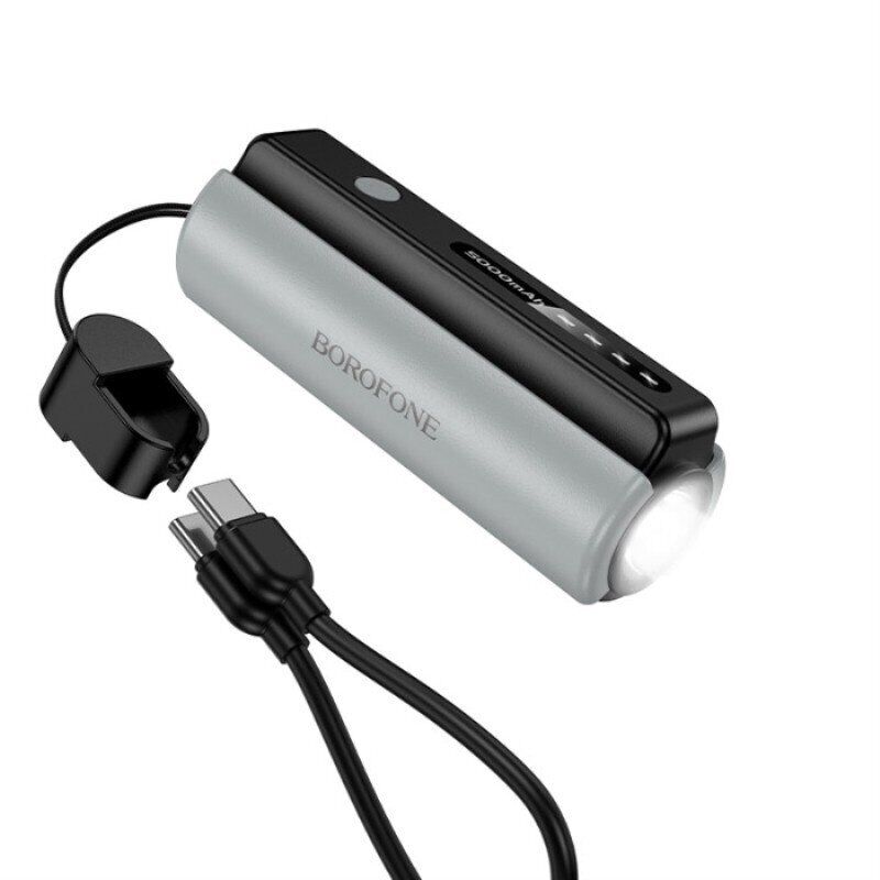 Power Bank Borofone BJ87 ліхтарик 5000mah, чорно-сірий