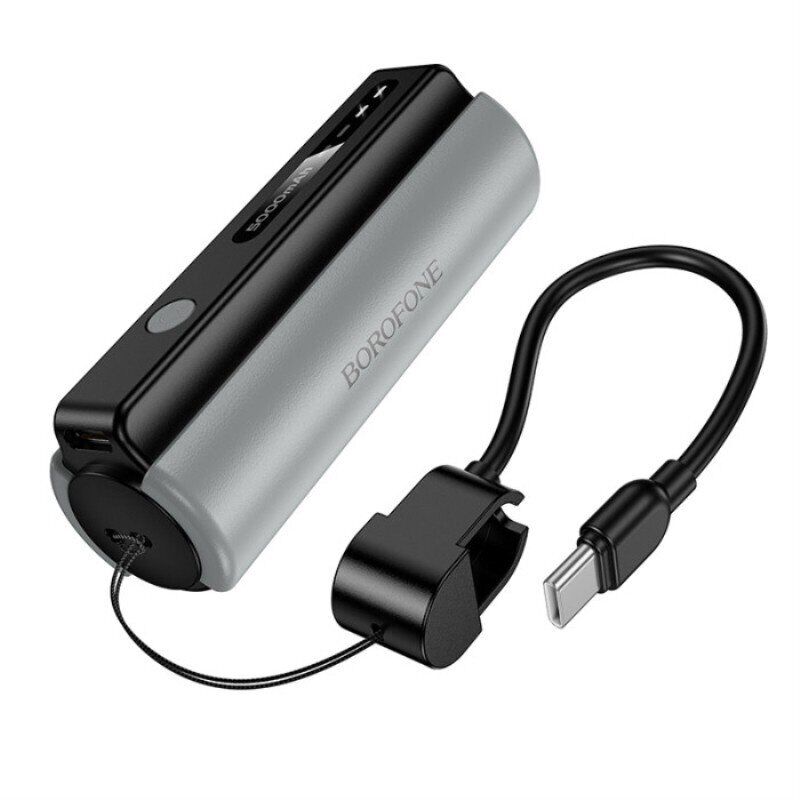 Power Bank Borofone BJ87 ліхтарик 5000mah, чорно-сірий