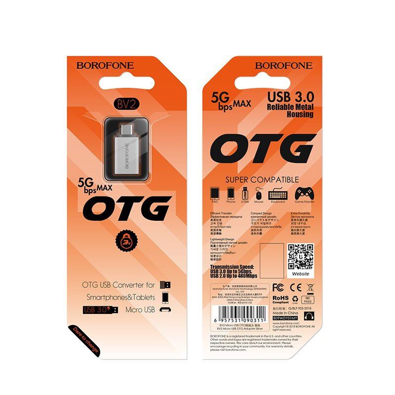 Перехідник BOROFONE BV2 OTG з USB мама на USB Micro папа USB 3.0 5G MAX