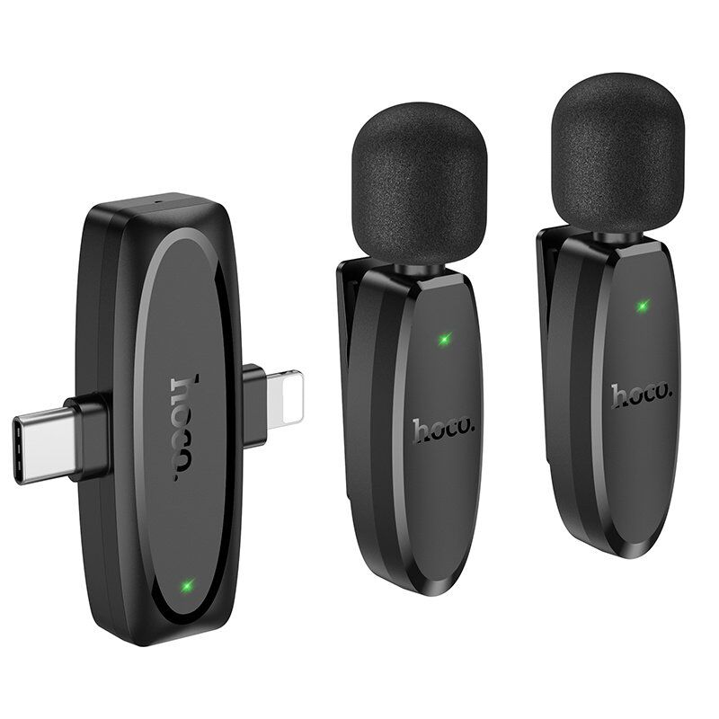Бездротовий петличний мікрофон HOCO L15 Dual-mic clip-on Lightning / Type-C