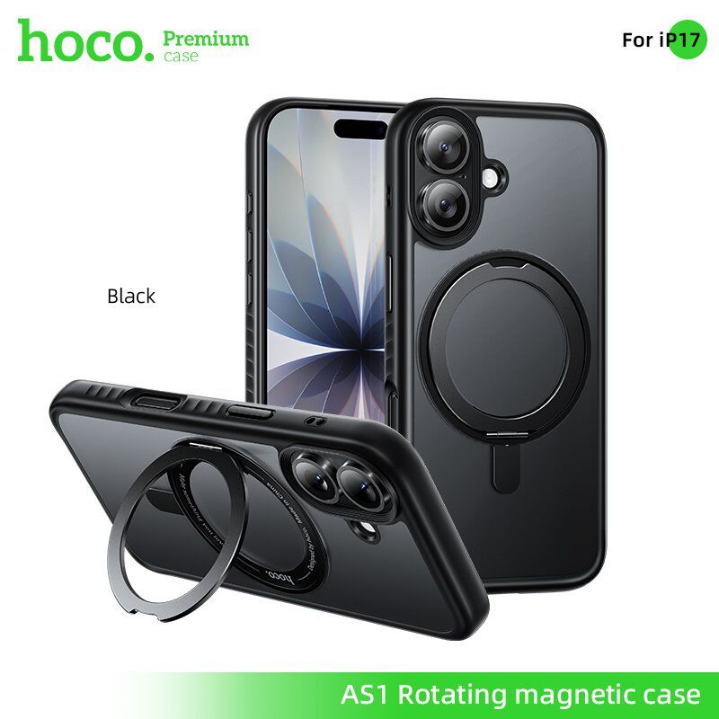 Магнітний захисний чохол HOCO AS1 з кільцем, що обертається, для APPLE iPhone 17