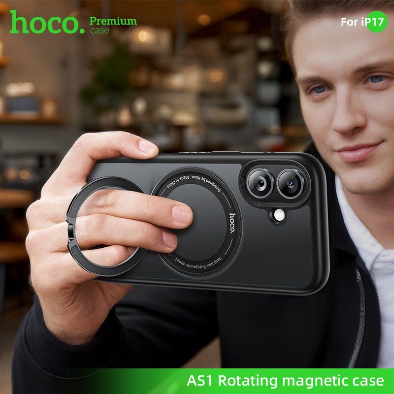 Магнітний захисний чохол HOCO AS1 з кільцем, що обертається, для APPLE iPhone 17