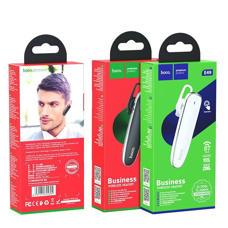Бездротова Bluetooth-моно-гарнітура HOCO E49, БIЛИЙ