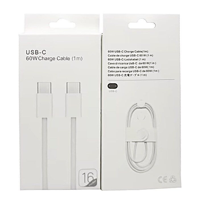 Кабель USB-C для iPhone Type-C to Type-C Model A1997 1 метр 60W 16 PRO MAX ткань в упаковке БЕЗ ЛОГО