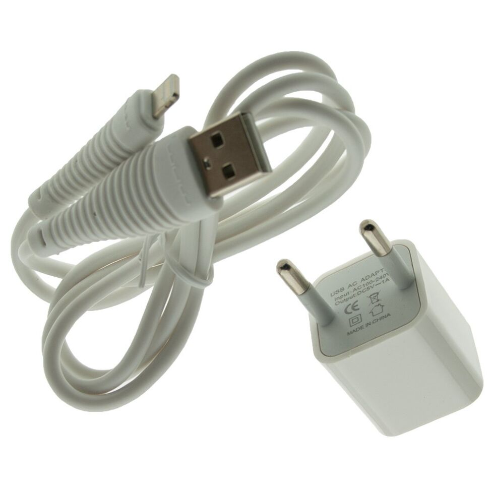 Зарядний пристрій WUW T18 USB+ Lightning 1000 mA (КУБІК)