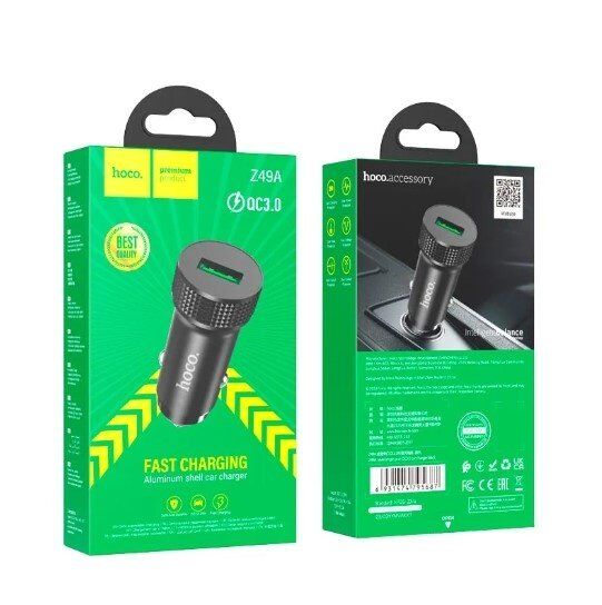 Автомобільний зарядний пристрій HOCO Z49A USB QC 3.0, чорний