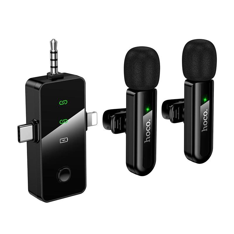Бездротовий петличний мікрофон HOCO L20C 3.5mm / Lightning / TYPE-C