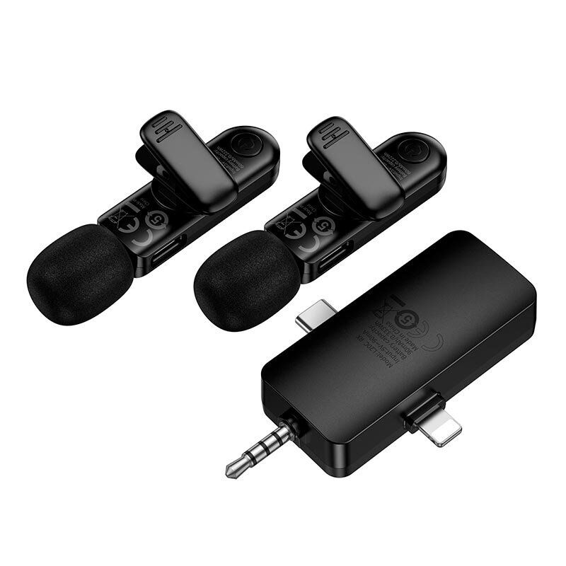 Бездротовий петличний мікрофон HOCO L20C 3.5mm / Lightning / TYPE-C