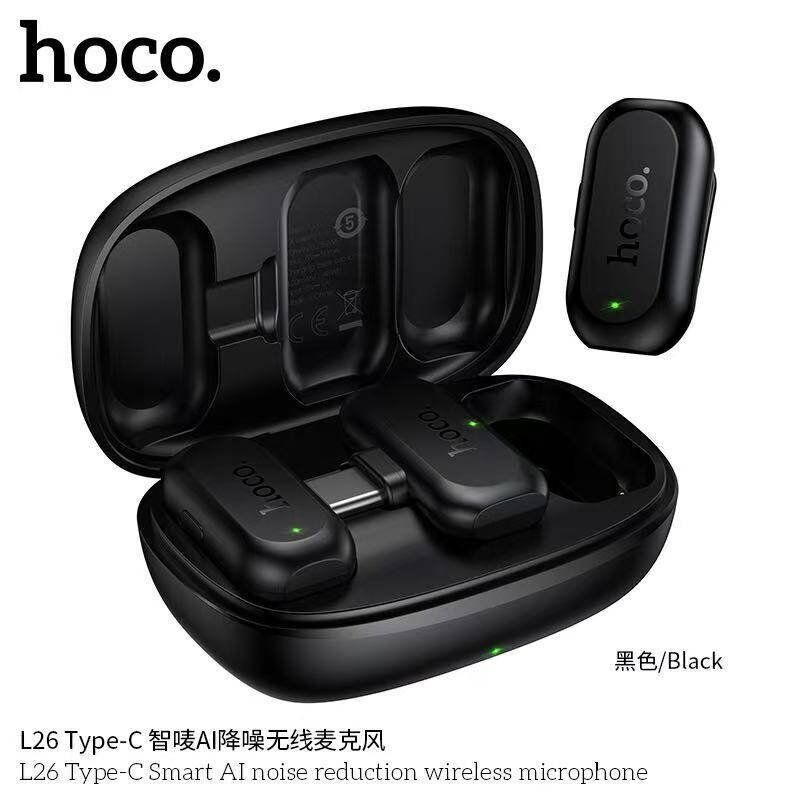 Бездротовий петличний мікрофон HOCO L26 Type-C Smart AI ENC, чорний