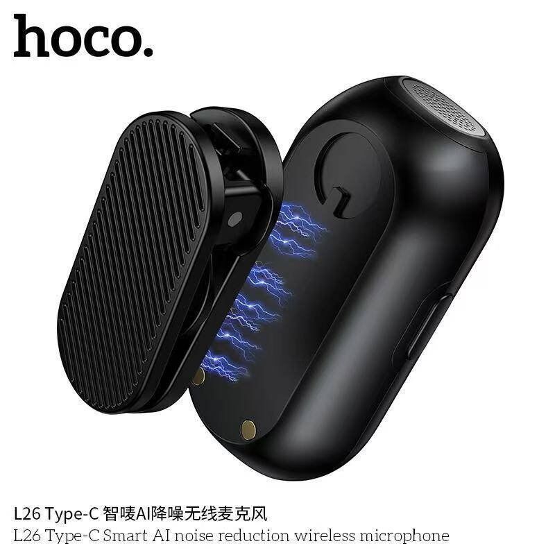 Бездротовий петличний мікрофон HOCO L26 Type-C Smart AI ENC, чорний