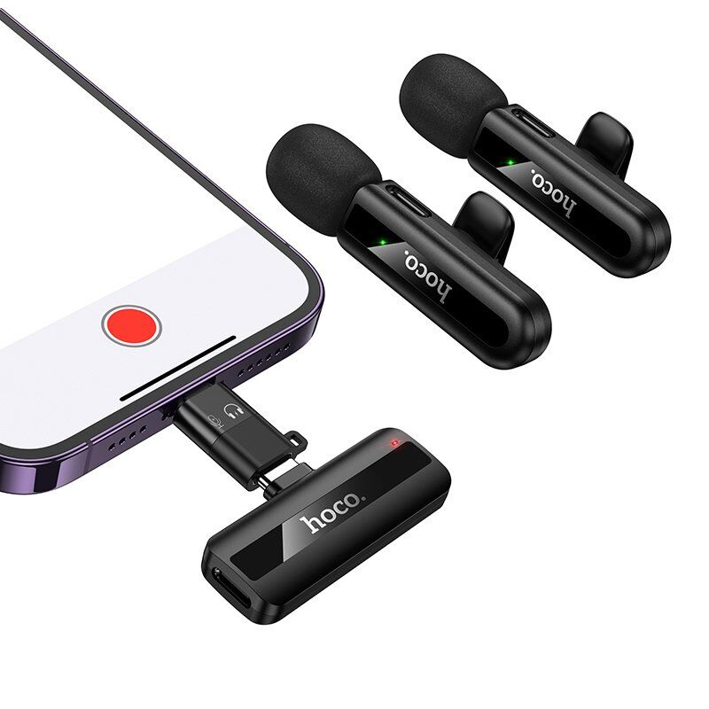 Бездротовий петличний мікрофон HOCO L20A Fair dual-mic Lightning / TYPE-C