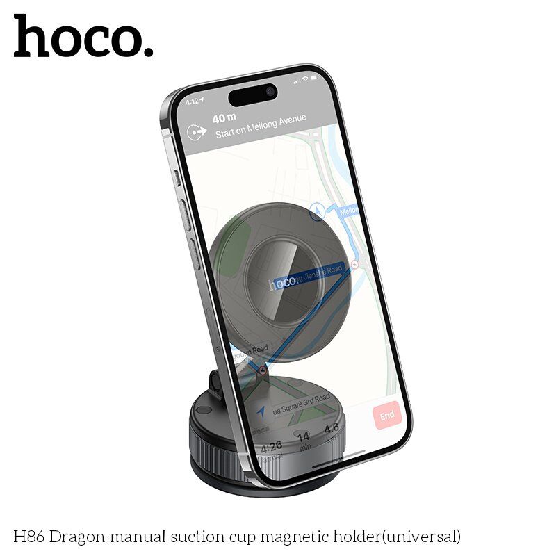 Автомобільний магнітний тримач HOCO H86 Dragon з вакуумною присоскою, чорний