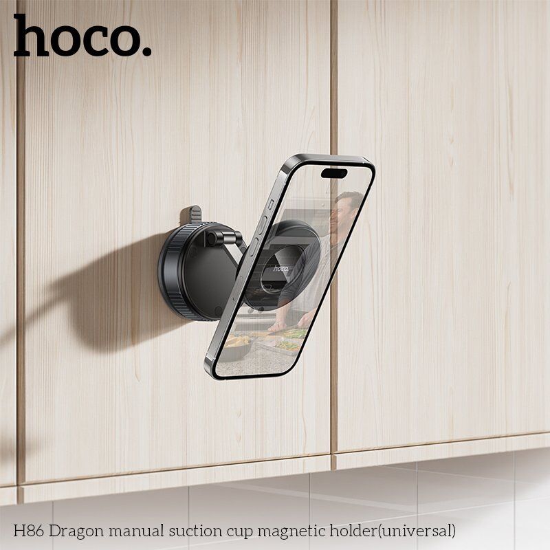 Автомобільний магнітний тримач HOCO H86 Dragon з вакуумною присоскою, чорний