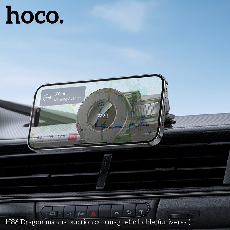 Автомобільний магнітний тримач HOCO H86 Dragon з вакуумною присоскою, чорний