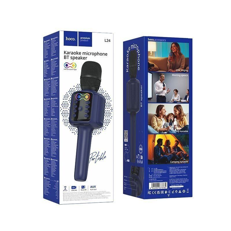 Мікрофон караоке HOCO L24 "Shine", blue