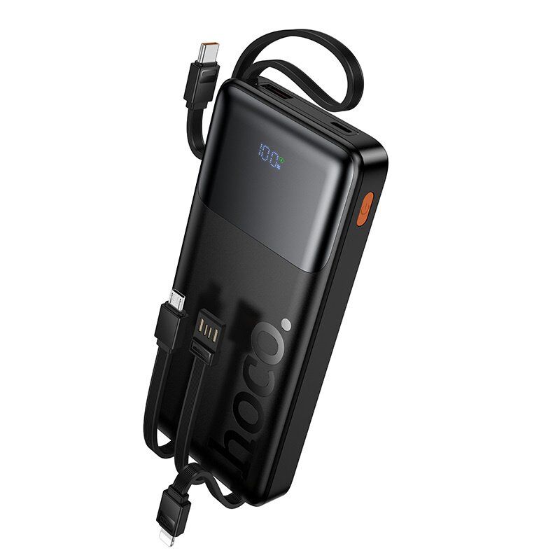 Power Bank HOCO J156 Founder 22.5W + PD20W 10000mAh з вбудованими кабелями, чорний