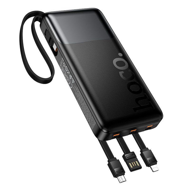 Power Bank HOCO J156 Founder 22.5W + PD20W 10000mAh з вбудованими кабелями, чорний