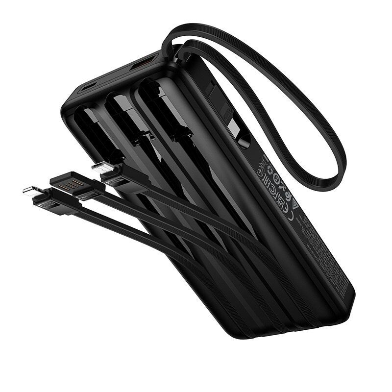 Power Bank HOCO J156 Founder 22.5W + PD20W 10000mAh з вбудованими кабелями, чорний