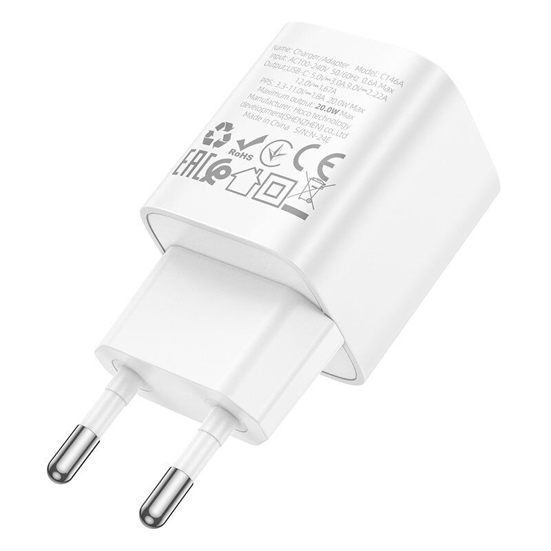 Сетевое зарядное устройство HOCO C146A TYPE-C PD 20W, белый