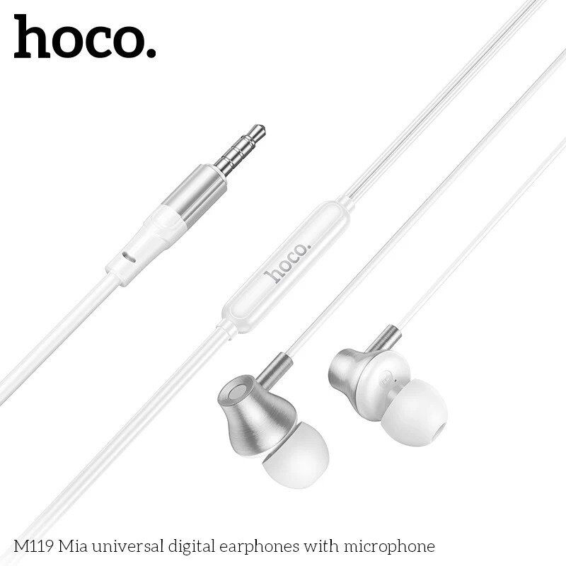 Дротові навушники HOCO M119 Mia 3,5 мм з мікрофоном, сталеві