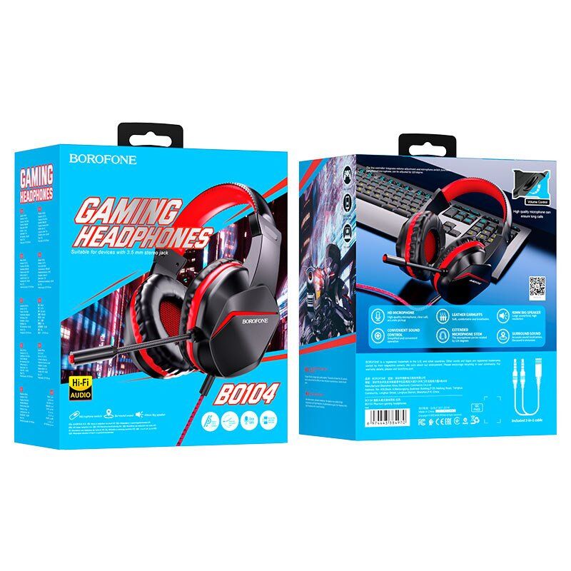 Дротова комп'ютерна гарнiтура BOROFONE BO104 gaming headphones
