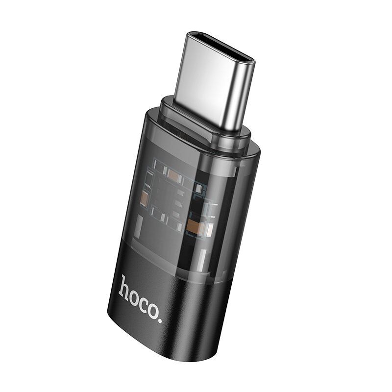 OTG-адаптер HOCO UA36D Type-C (папа) - Lightning (мама), чорний