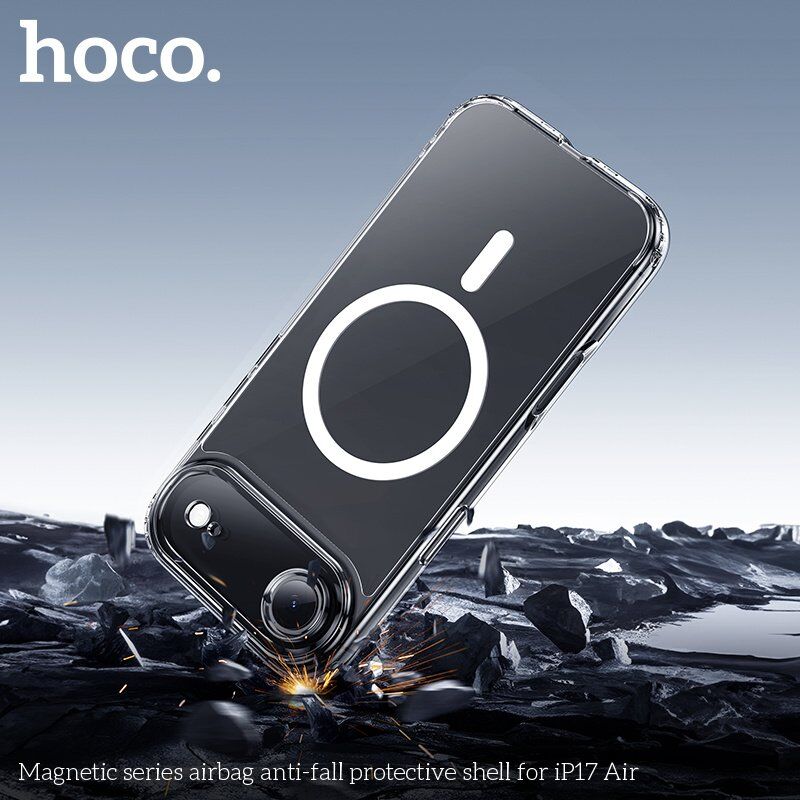 Силіконова накладка HOCO протиударна з MagSafe для APPLE iPhone 17 AIR, прозора
