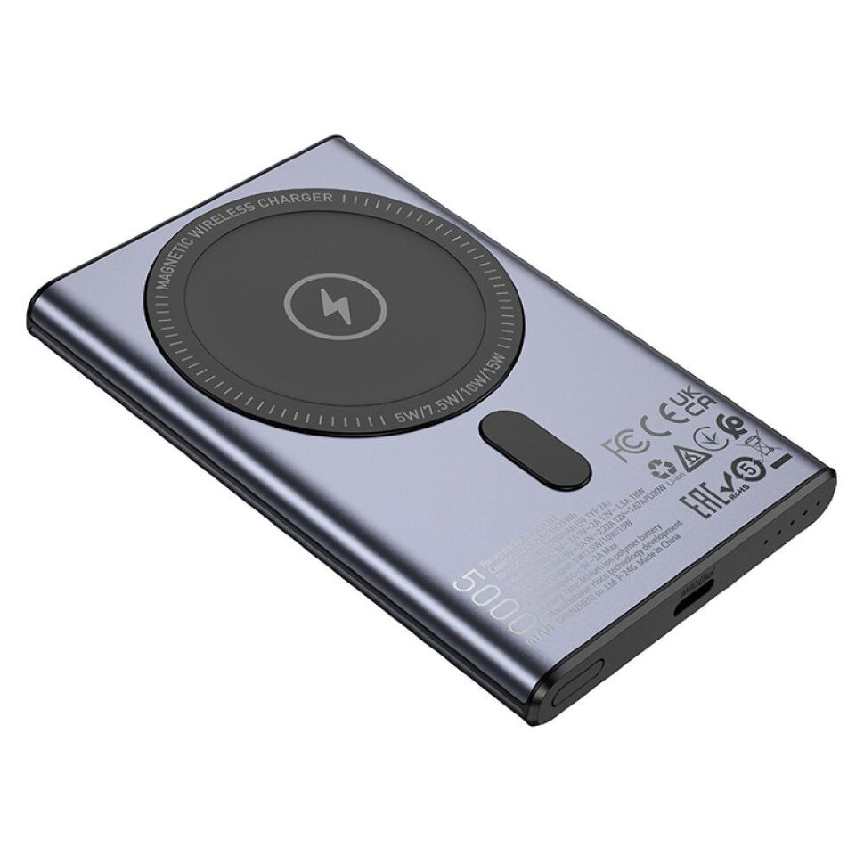 Power Bank HOCO Q32 Bird PD20W Magnetic 5000mAh з бездротовою зарядкою 15W, чорний