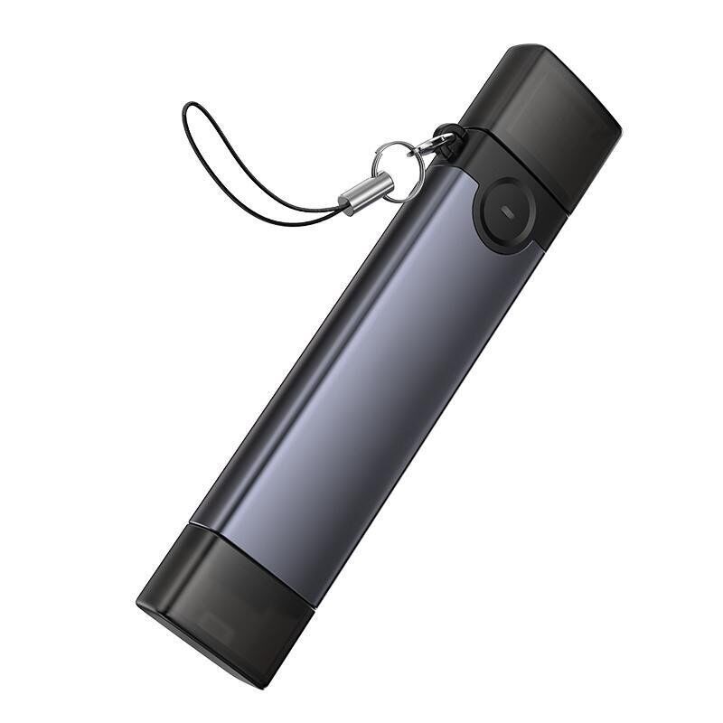 Кардридер HOCO HB56A 3-в-1 USB-A / Lightning  -  SD + TF + USB 2.0, сірий