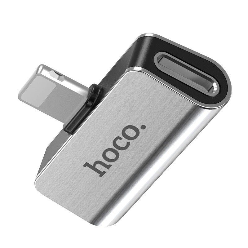 Аудио-конвертер HOCO LS24 Lightning - Lightning зарядне / Lightning звук, сталевий