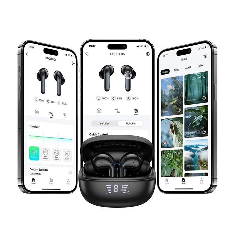 Бездротові навушники HOCO EQ5 Energy ANC+ENC (App), чорний