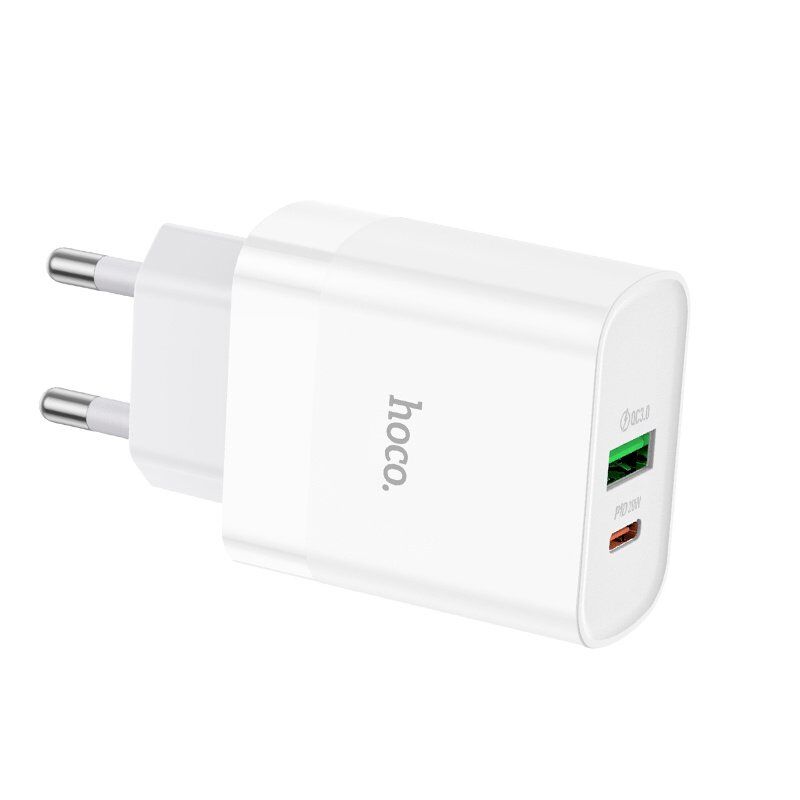 Мережевий зарядний пристрій HOCO NT9 TYPE-C PD 20W + USB QC 3.0, БІЛИЙ