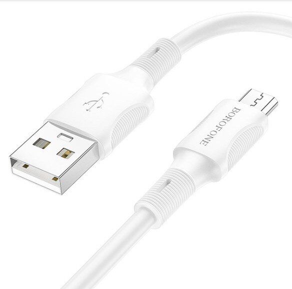 USB кабель BOROFONE BX80 2,4A charging data USB - micro USB 1 метр бiлий