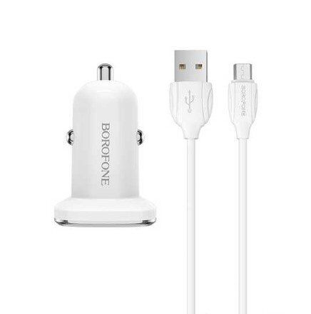 Автомобільний зарядний пристрій BOROFONE BZ12A single port QC3.0 + кабель USB - MICRO білий