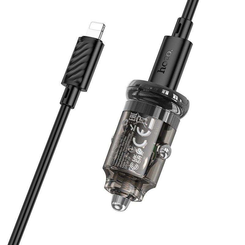 Автомобільний зарядний пристрій HOCO Z53 Type-C PD 30W + кабель Type-C - Lightning, чорний