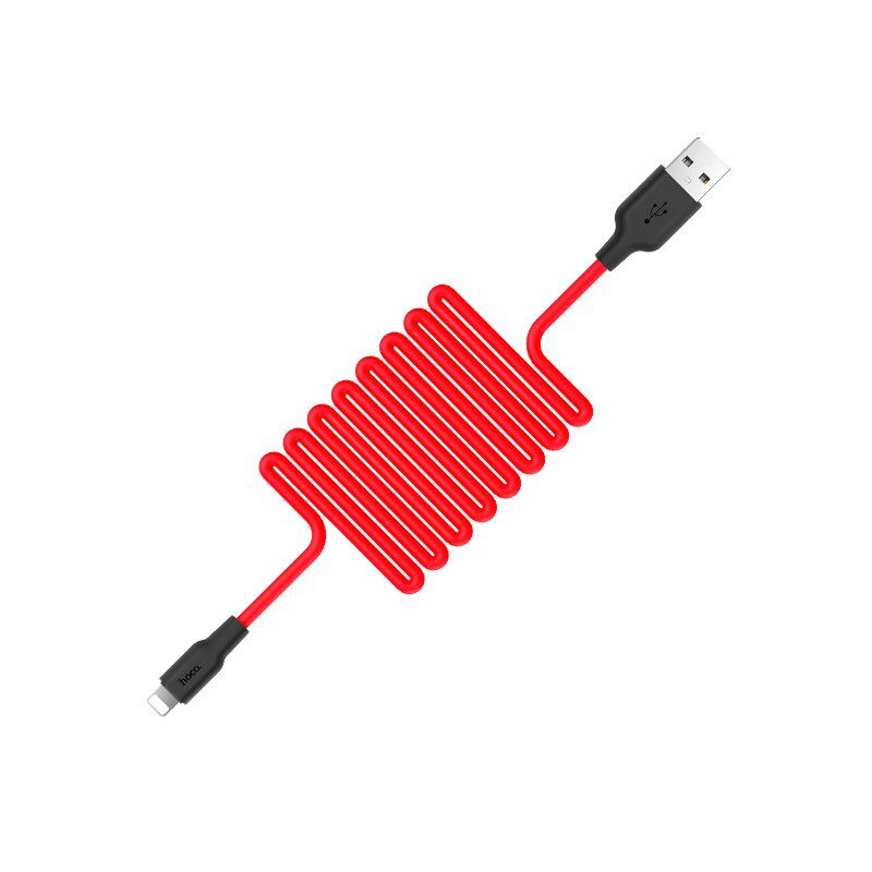 USB кабель HOCO X21 SILICONE USB - Lightning 1м, червоний